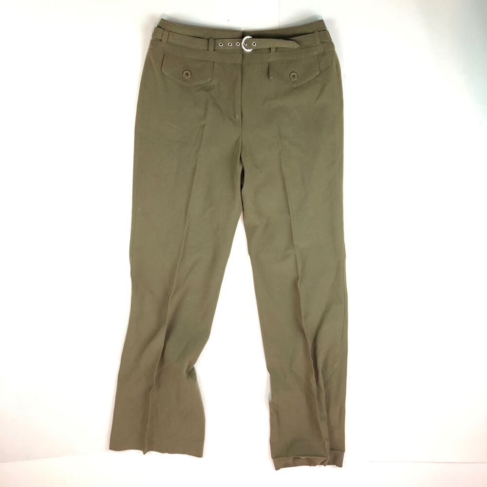 Dress Barn Olive Green Belted Dress Pant - Size 4 XXX13
